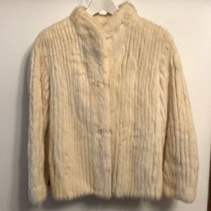 VINTAGE Short Fur Jacket | Cream | Small
